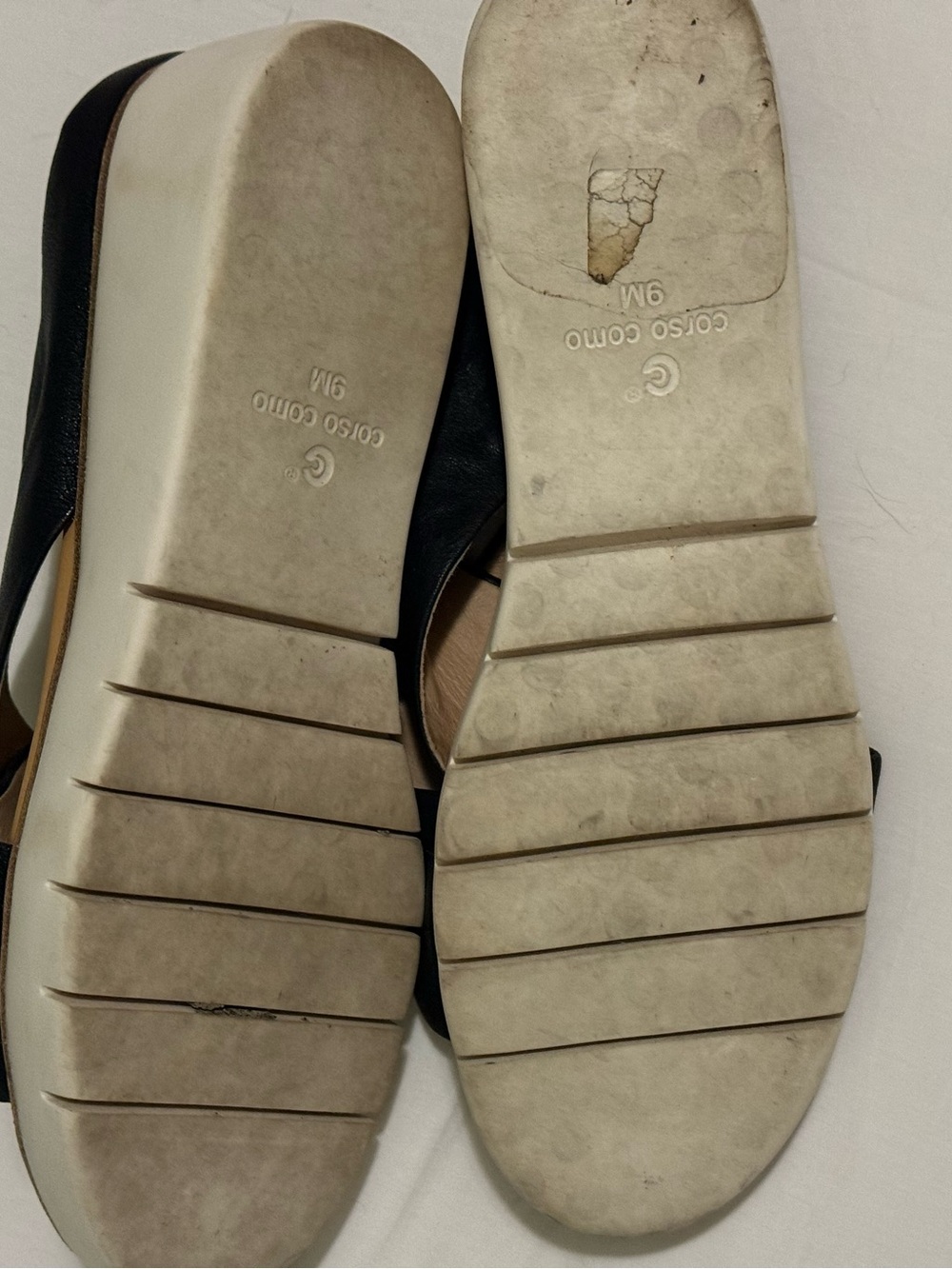 Corso Como Brunna Black Leather Cross-strap Wedge Slide sz 9 - Picture 8 of 9